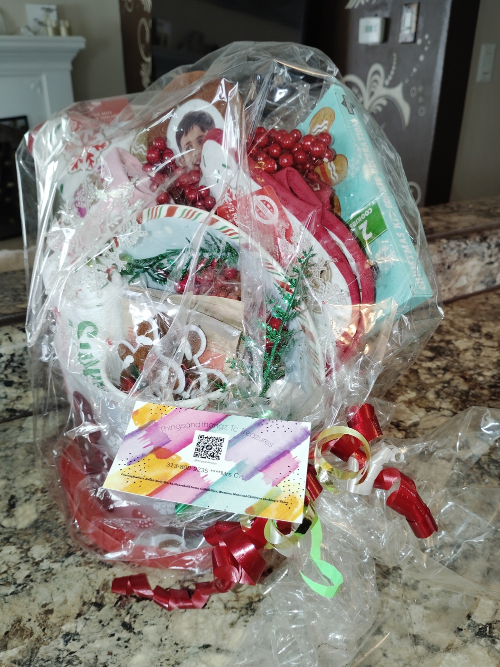 Holiday Christmas Gift Basket with Gingerbread and Red Berry Accents - Picture 3 of 6